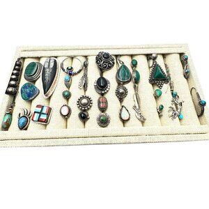 Southwest Sterling Silver Turquoise Gemstone Single Earrings Wear Or Craft 75 Gr